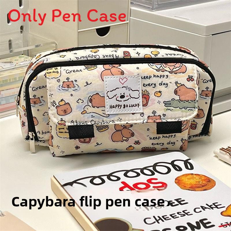 Capybara Canvas Pencil Case With Large Capacity For Students And Office Use