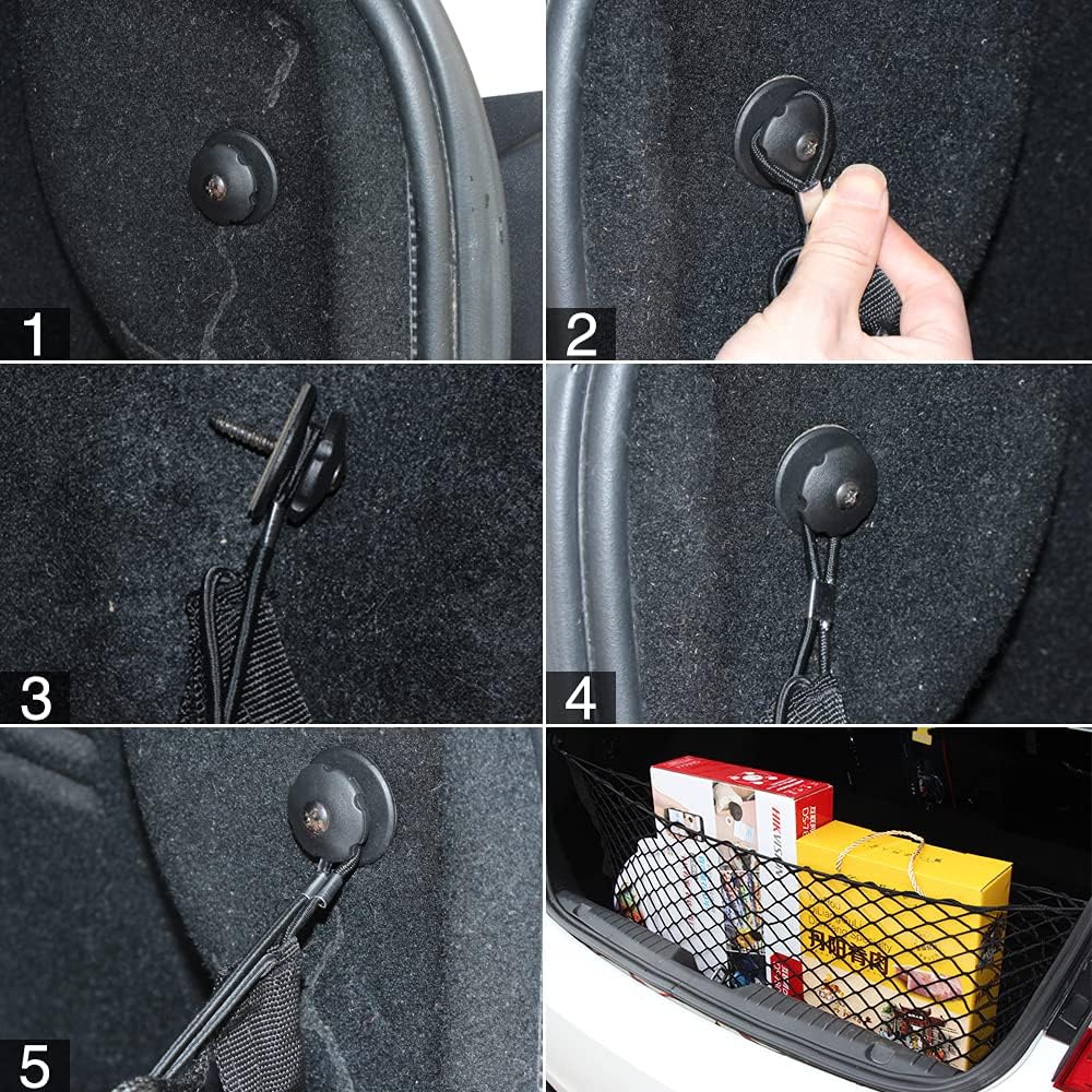 Car Rear Cargo Net, Universal Adjustable Elastic Trunk Cargo Storage Organizer Net Compatible For SUV, Jeep, Truck, Storage Nylon Mesh Double-Layer
