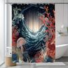 1Pc Ocean Scenery Shower Curtain, Vibrant Underwater World Theme With Jellyfish And Coral Pattern, Polyester Fabric, Includes