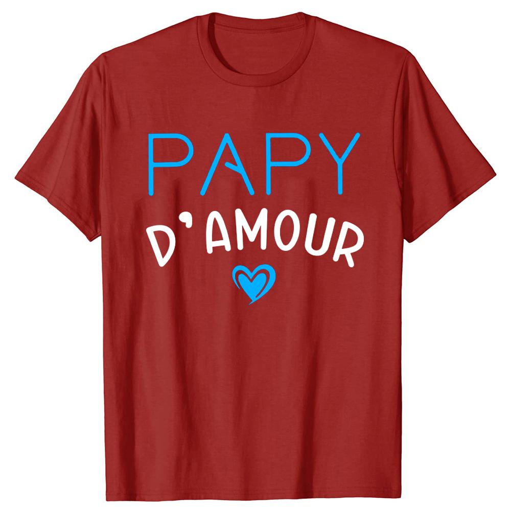 Grandpa Of Love T Shirt Humor French Letters Dad Papa Papy Gift Men Clothing Round Neck 100% Cotton Soft Casual Tee Tops EU Size