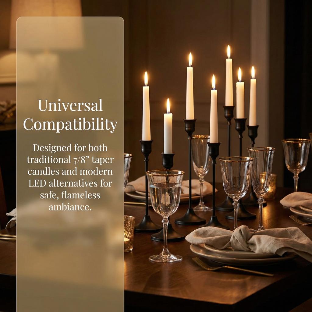 Black Classic Retro Candlestick Holders Set European Vintage Decor for Wedding Party Anniversary Home Dinner Table Centerpiece