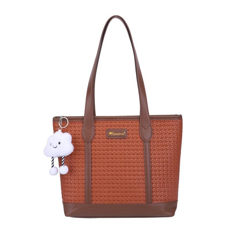 

Korean Plaid Large-capacity Tote Bag Women 2026 New Fashionable Casual Simple Texture Commuting Handbag No pendants
