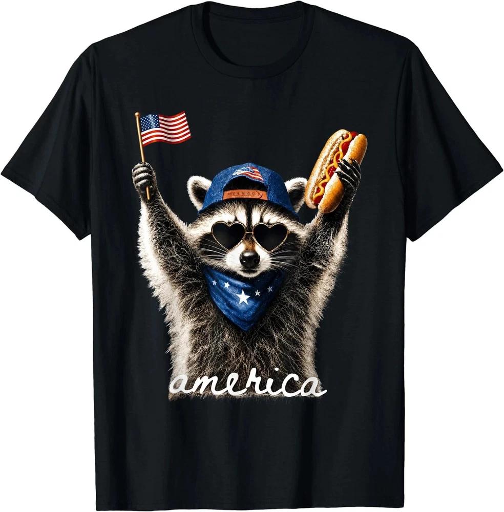 USA America Raccoon Hot Dog 17762026 4th Of July 250 Years TShirt 3 S