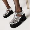 Large size  shoes new European and American muffin bottom punk hollow casual platform summer thick heel Roman sandals