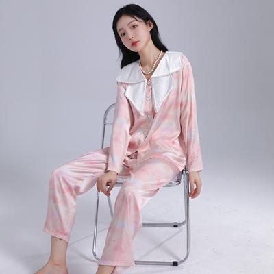 Eisseide Frühling und Sommer Pyjama Damen Frühling Herbst Dünn Hochwertige Echte Seide Prinzessin Hausanzug Außenbekleidung