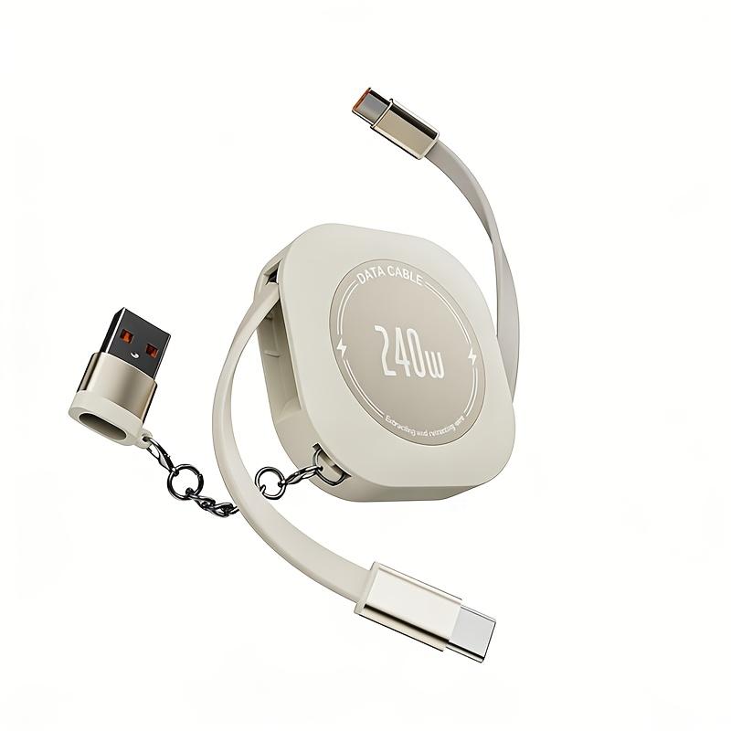 120W High Power Retractable Dual USB-C Fast Charging Cable, Dual Slider Portable Charging Cord for Laptops, Phones, Tablets All Type-C Devices
