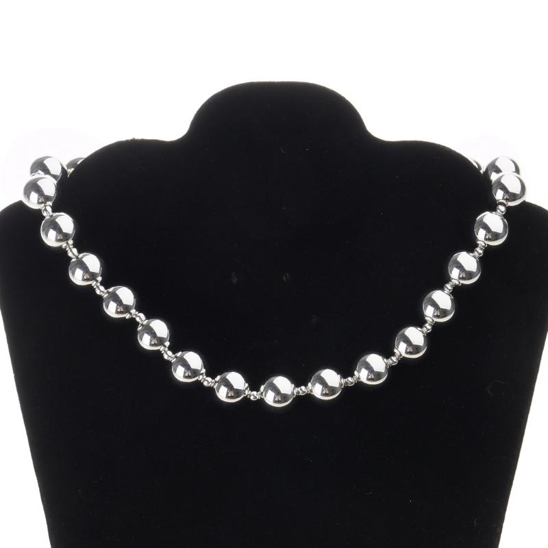 Stylish Beaded Necklace Handmade Alloy Clavicle Chain Silver Beaded Ornament