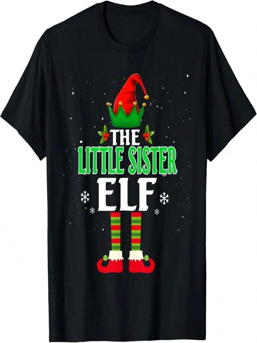 Little Sister Elf Matching Family Group Christmas Party Pjs T-Shirt S