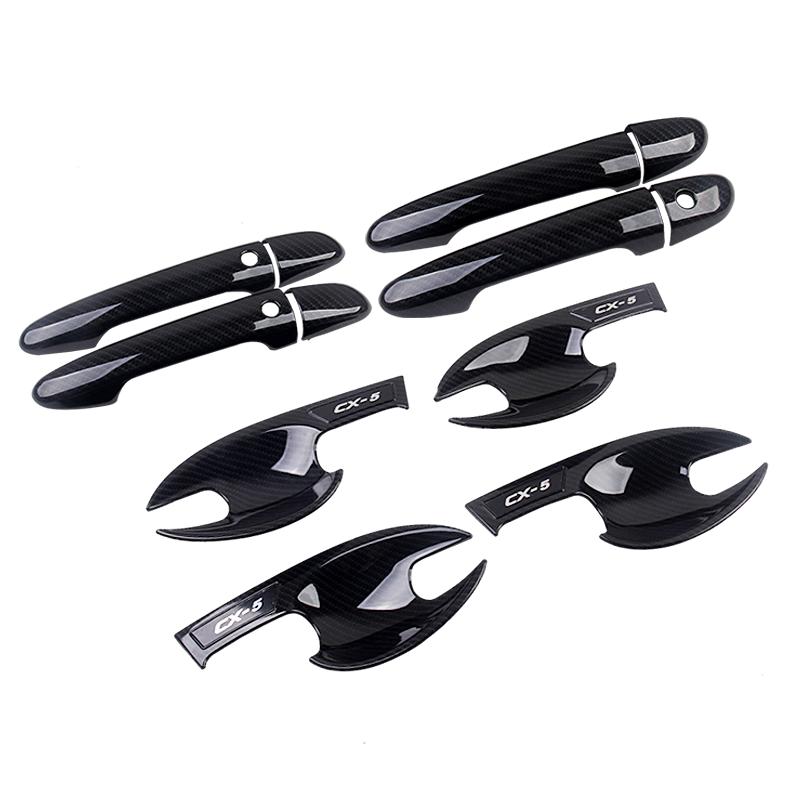 For MAZDA CX-5 CX5 KF 2017 2018    Carbon Fiber Car Door Handle Cover Trim Sticker Car Styling Accessories Overlay