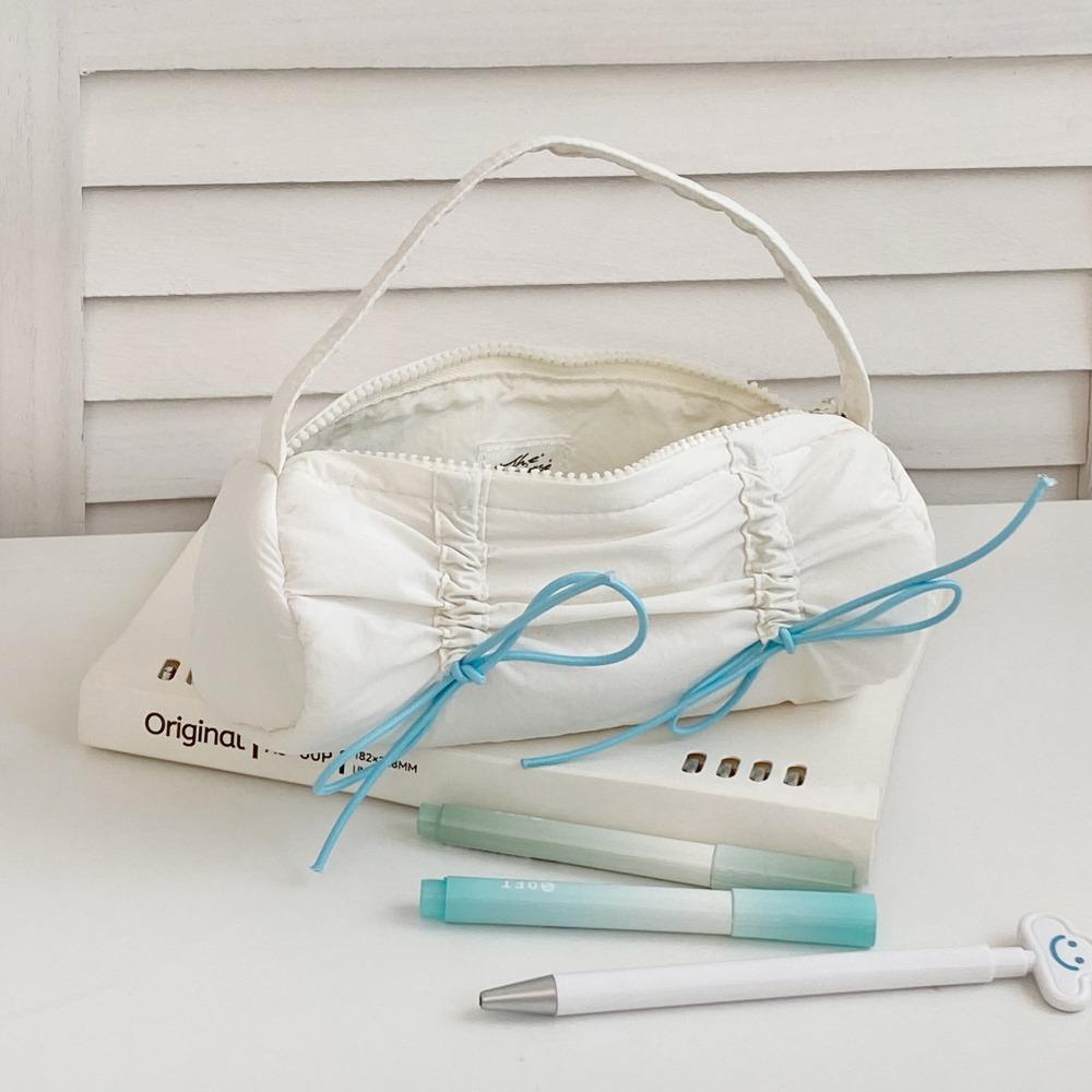 Handheld Korean Style Pencil Case Desktop Storage Bow Pencil Pouch Bow Stationery Bag  Student