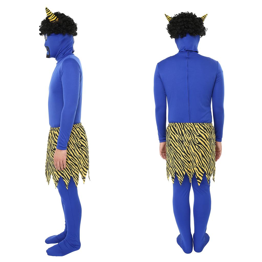 Clearstone Halloween Setsubun Realistic Demon Cosplay Costumes for Men Red and Blue (2-Piece Set)