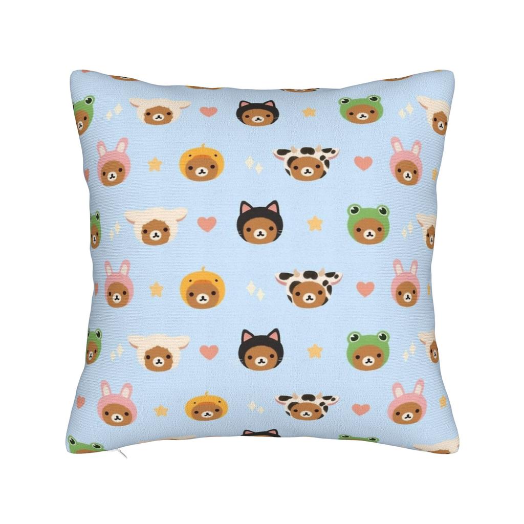 Rilakkumas Cartoon Square Pillow Covers Polyester Home Cushion Cover Funny Decorative Throw Pillow Case 4040