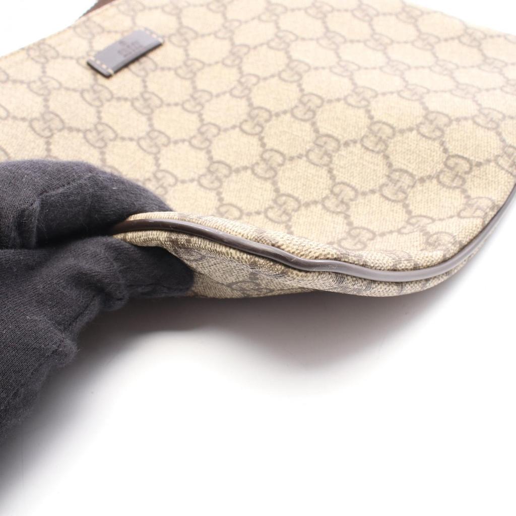 Used GUCCI GG Supreme Shoulder Bag 201538 PVC coated canvas leather Beige Brown Used Women