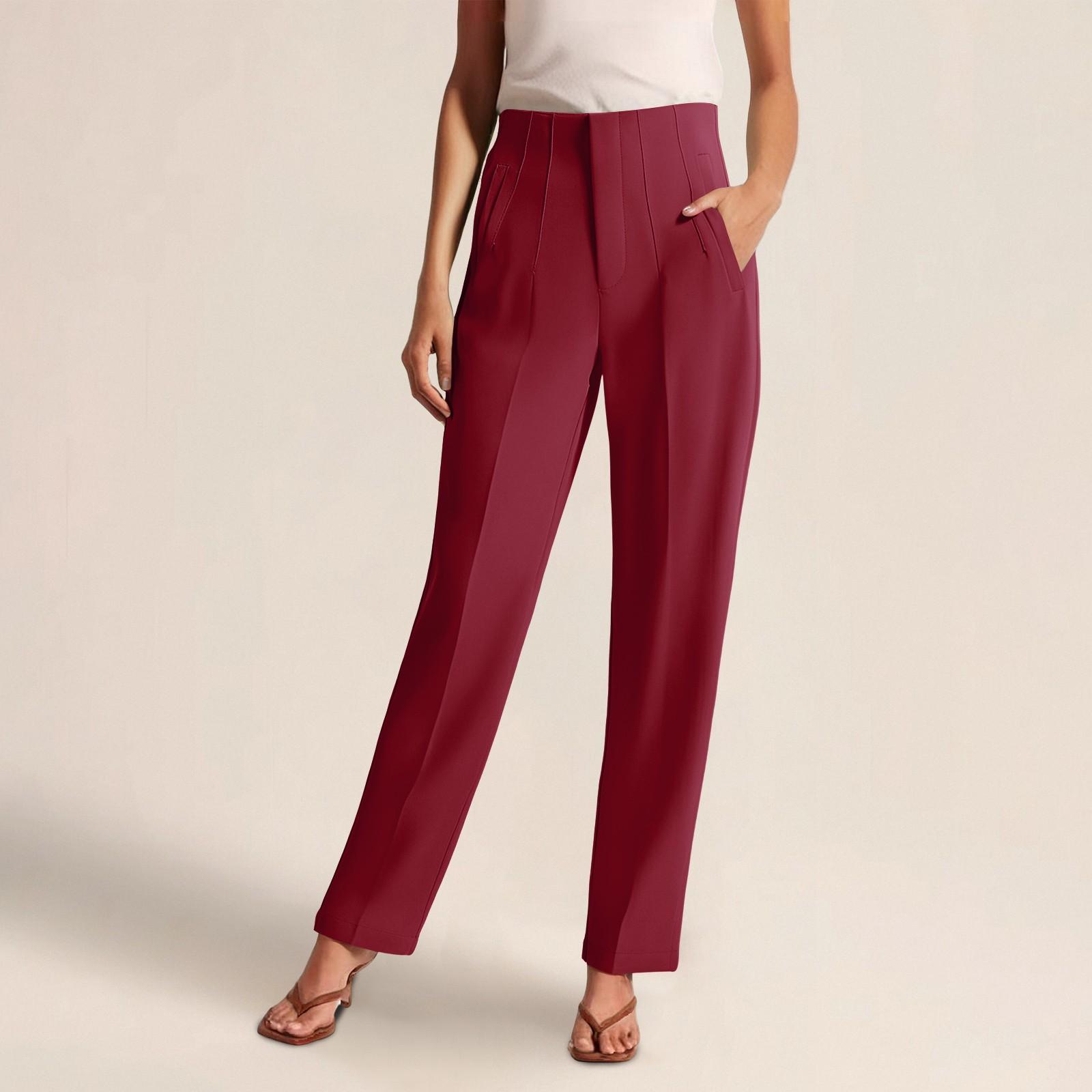 

Женские брюки для костюма. Повседневные брюки с высокой талией для работы и поездок на работу S винный