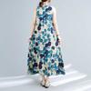 Long Skirt Summer New Sleeveless Round Neck Printed Mid Length Dress