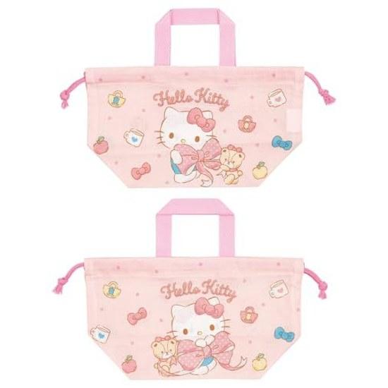 Skater Lunch Bag Children Drawstring Made Japan Sanrio Hello Kitty Big Ribbon Girls KB7-A