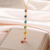 7-farbige Zirkon-Halskette Edelstahl Damen Exquisiter Schmuck Geburtstagsgeschenk Großhandel Lange Schlüsselbein-Kette Vielseitig