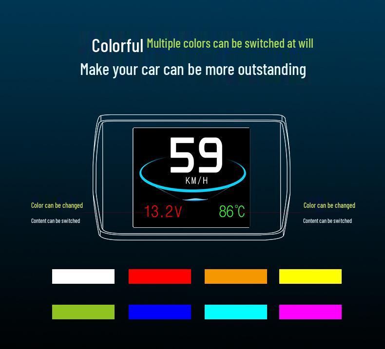 P10 Car LCD Multifunctional HUD: Speedometer, Turbo Pressure, OBD2 Display