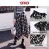 SPAO Korean Style High-Waisted Plaid A-Line Midi Skirt