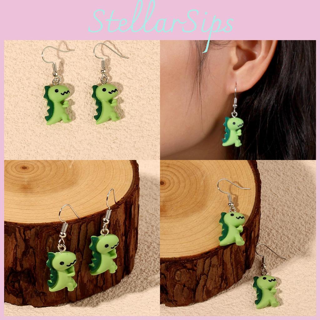 Dinosaur Pendant Earrings With Cute Animal Design Perfect For Autumn Ladies Accessory