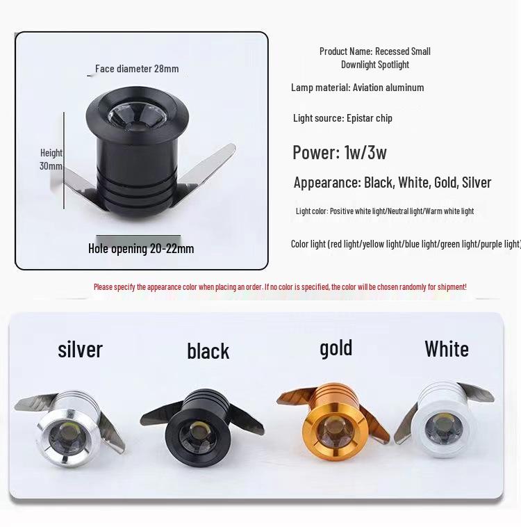 Mini LED Recessed Spotlight for Jewelry/Wine Display, 3cm-4cm Opening, Bullseye/Starry Sky Design