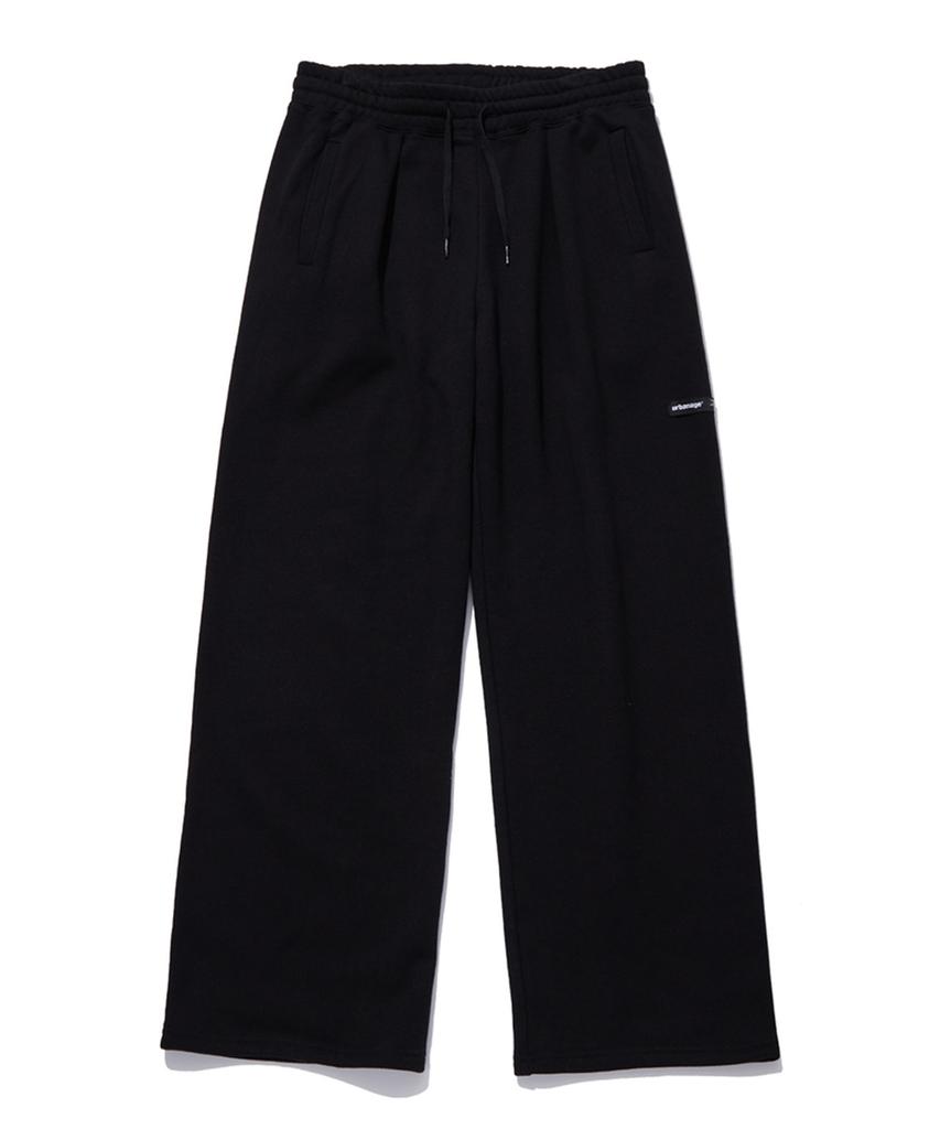 URBANAGE One-Pleat Wide Sweatpants_Black