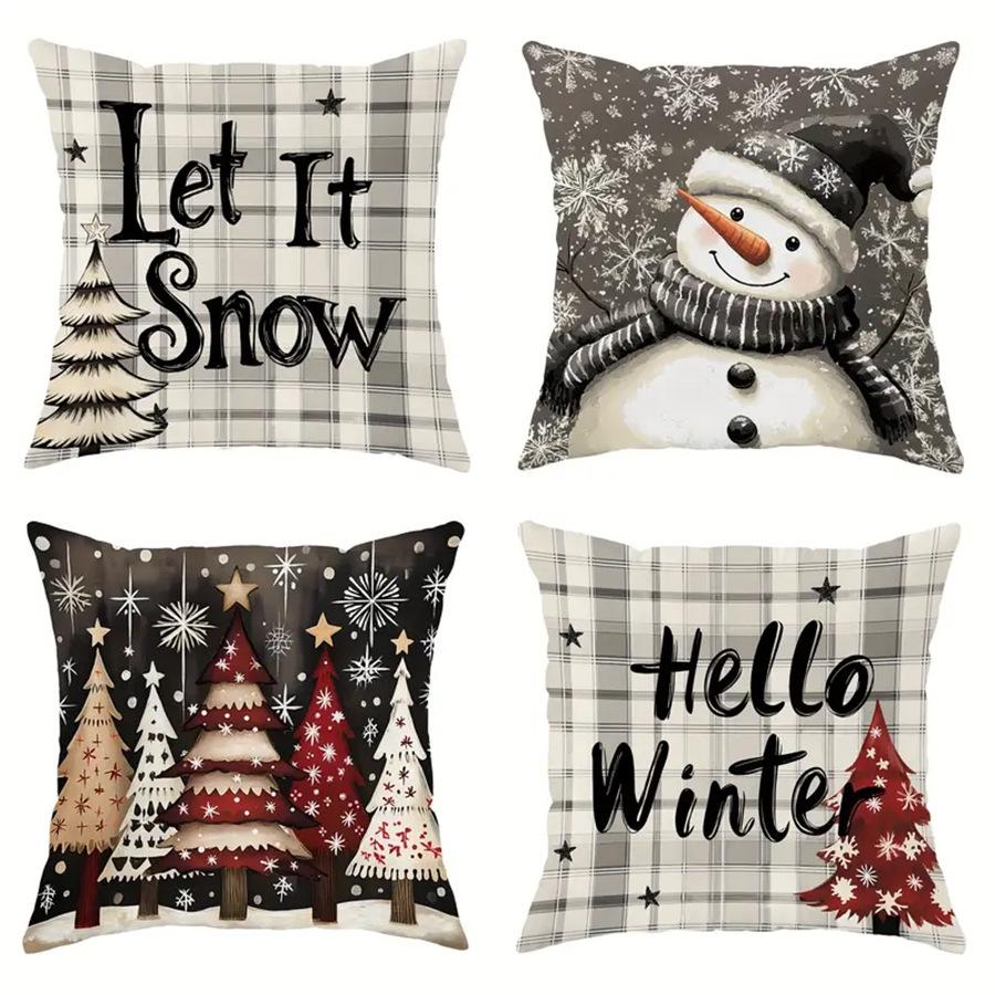 Festive Plush Christmas Pillow Cover: Holiday Atmosphere Decoration for Living Room Sofa