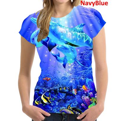 Mode Tier Lustige Delphin 3D Druck Frauen Damen Mädchen T-Shirt Tier Harajuku Rundhals Kurzarm Unisex Sommer Tops & Te