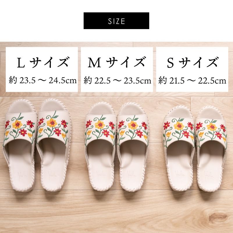 Sybilla Floracion Size M Navy 41429 Slippers, (approx. 22.5-23.5cm), Senko, Blue,