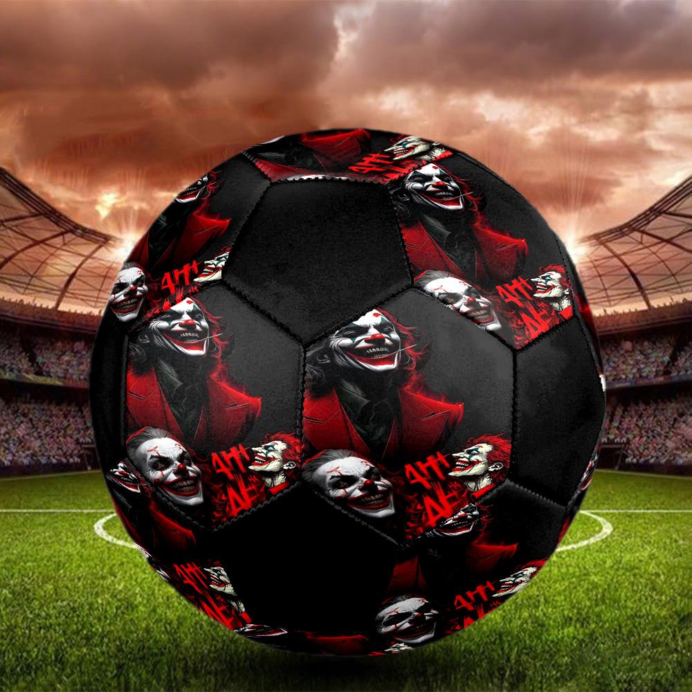 Joker Clown Indoor Soccer Ball Colorful All Ages Size 5 Machine Stitched PVC Competition Ready Durable High-Bounce