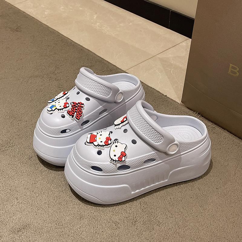 Hole shoes women's summer wear 2025 new thick-soled heightened non-slip beach shoes bag head sandals women