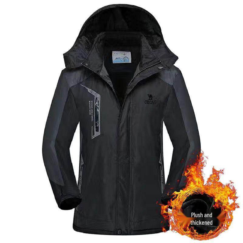 Men's Plus Velvet Thick Cotton Padded Windbreaker Coat - Winter Casual, Warm, Loose Fit, and Plus Size.