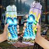 1PC Lightning Super Hero Scene 750ml Color Plastic Sports Water Bottle Leakproof Flip Straw Lid Suitable for Sports Office Home Use