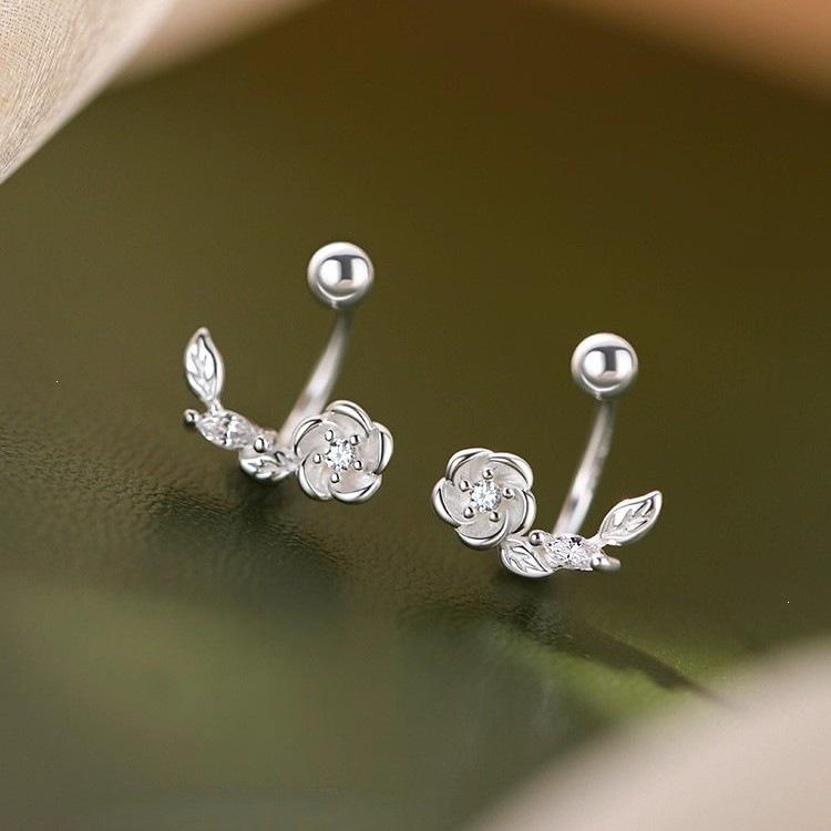 2025 Niche Design 925 Sterling Silver Needle Flower Stud Earrings - High-End Luxury Women's Accessories