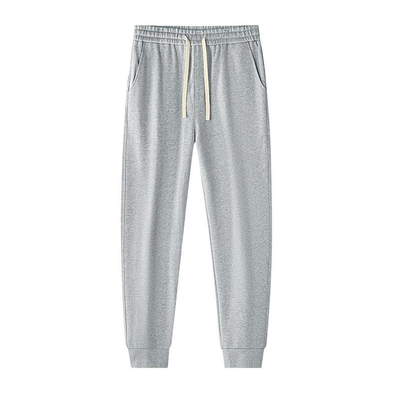 Mens Heavy Weight Pure Cotton Thickened Loose Cuffed Casual Long Trousers