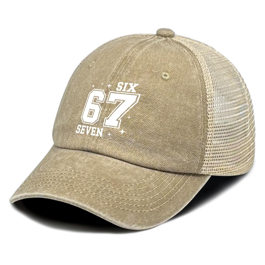 White 67 Printed Baseball Cap Adjustable Vintage Unisex Comfortable Curved Brim Cap For Women Outdoor Travel Camping