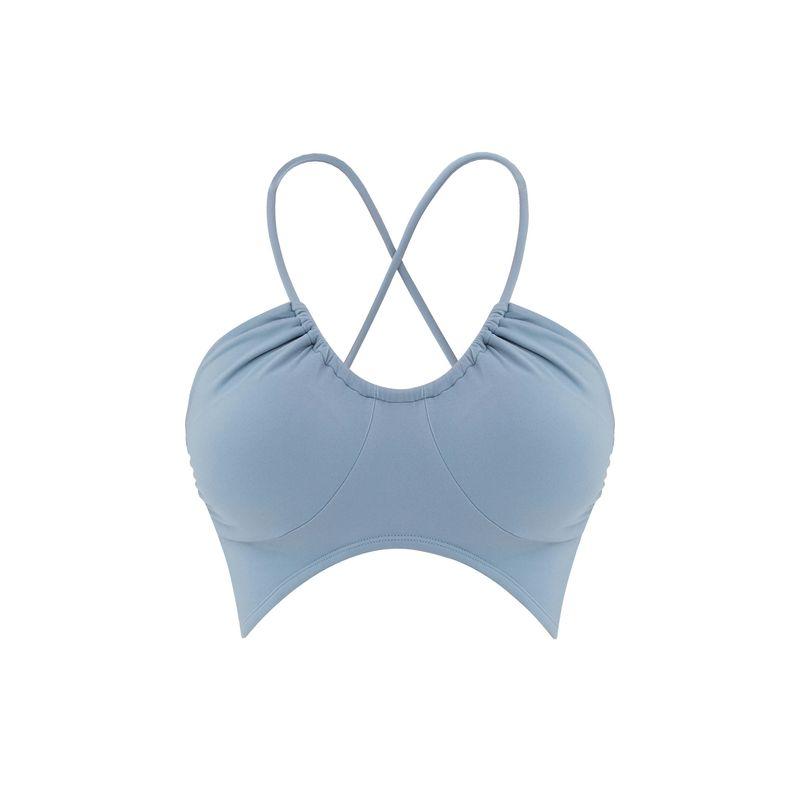 Foreign Trade Integrated Thin Drawstring Sports Underwear Women Yoga Beauty Back Cami Outer Wear Print Fitness Bra Top