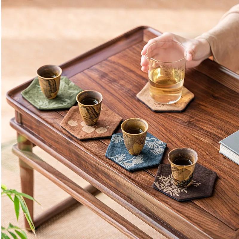 Coasters Vintage Embroidery Tea Coasters Tea Accessories Tea Cup Holder Household Insulated Coasters