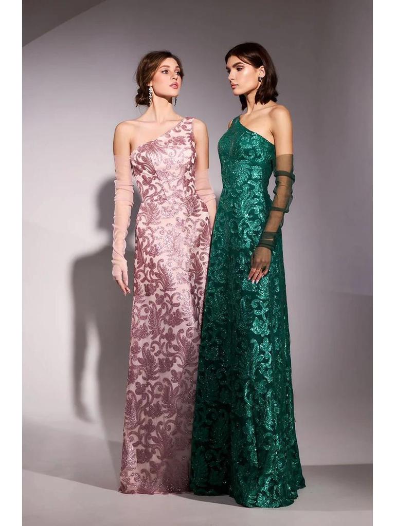 Spring/Summer European & American Women's One-Shoulder Slim Fit Bodycon Evening Gown