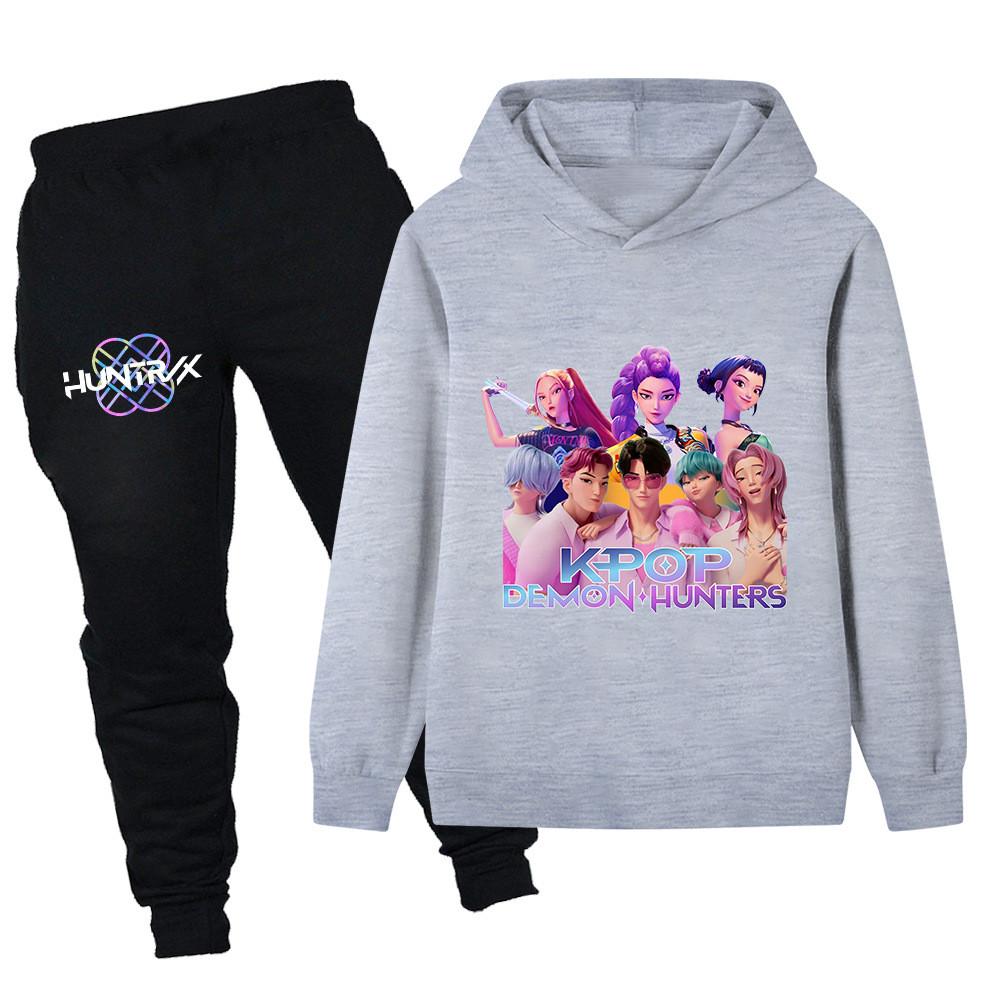 PB1204 Kids Boys Girls Kpop Mira Zoey Rumi Print Long Sleeves Hoodie Pants Trousers Clothes Sets