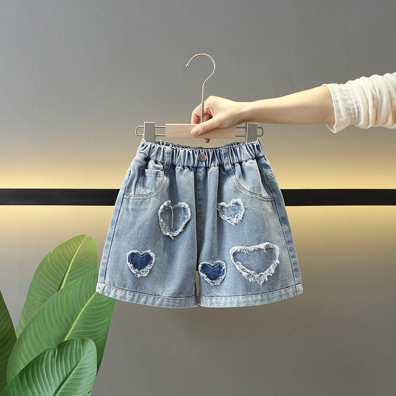 Girls  Denim Shorts Summer Thin Children s Clothing Children s Outer Wear Hot Pants Girls  Three-point Pants Big Children s Soft Jeans 110