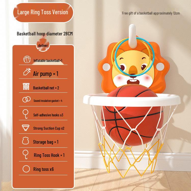 Kids' No-Drill Indoor Basketball Hoop with Suction Cup for Silent Play