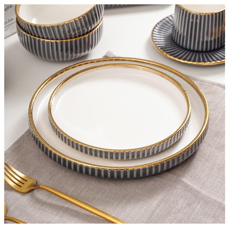 High End Luxury Ceramic Tableware Set Coffee Cups Round Plates Rectangular Platters European Style Home Use Combination