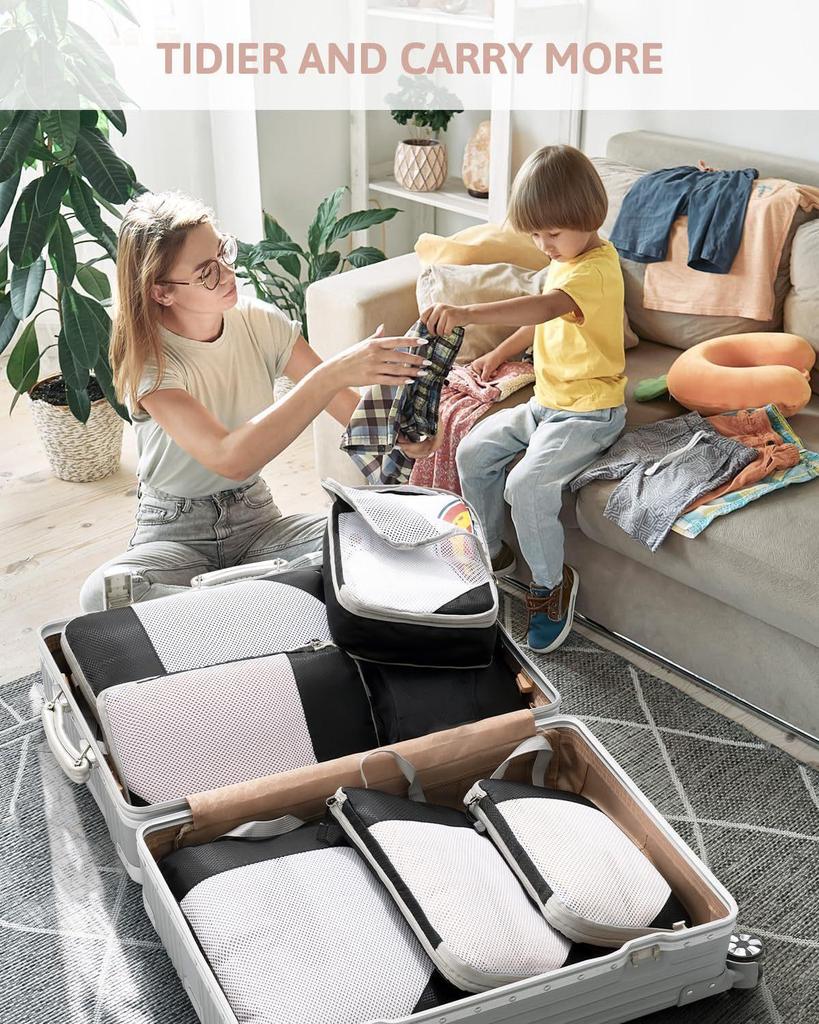 Travel Compression Storage Bag Set: 7-Piece Dustproof Organizer for Clothing & Suitcases