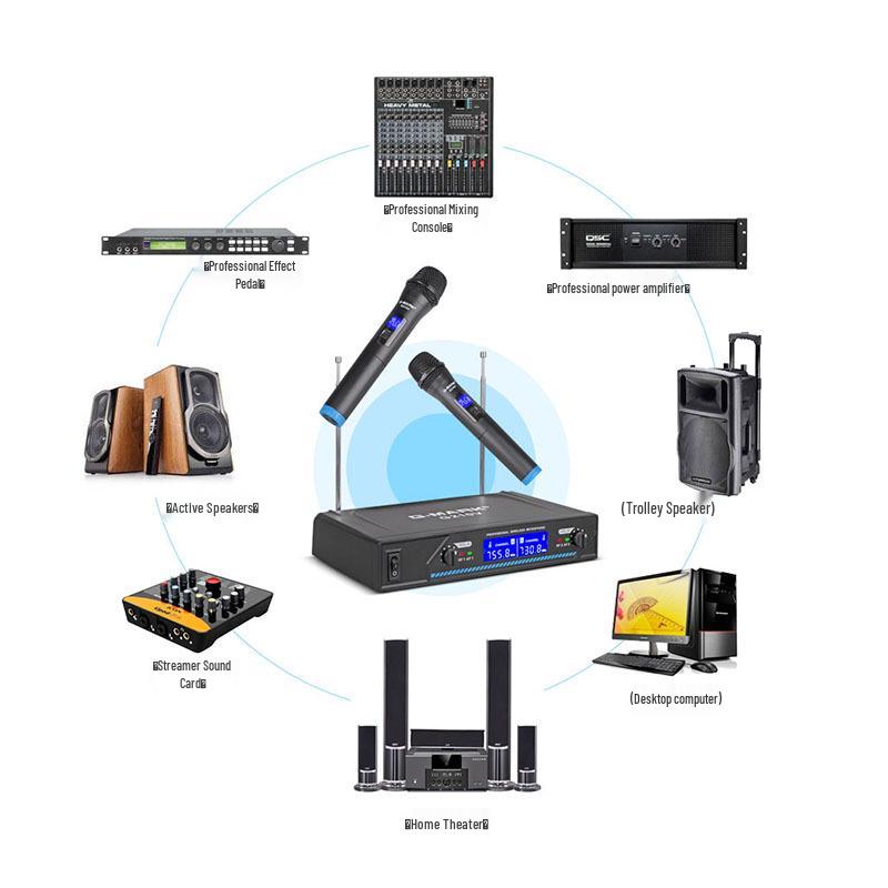 G-Mark G210V Two-in-One Wireless Stage Dynamic Microphone with High Sound Quality and Noise Reduction.