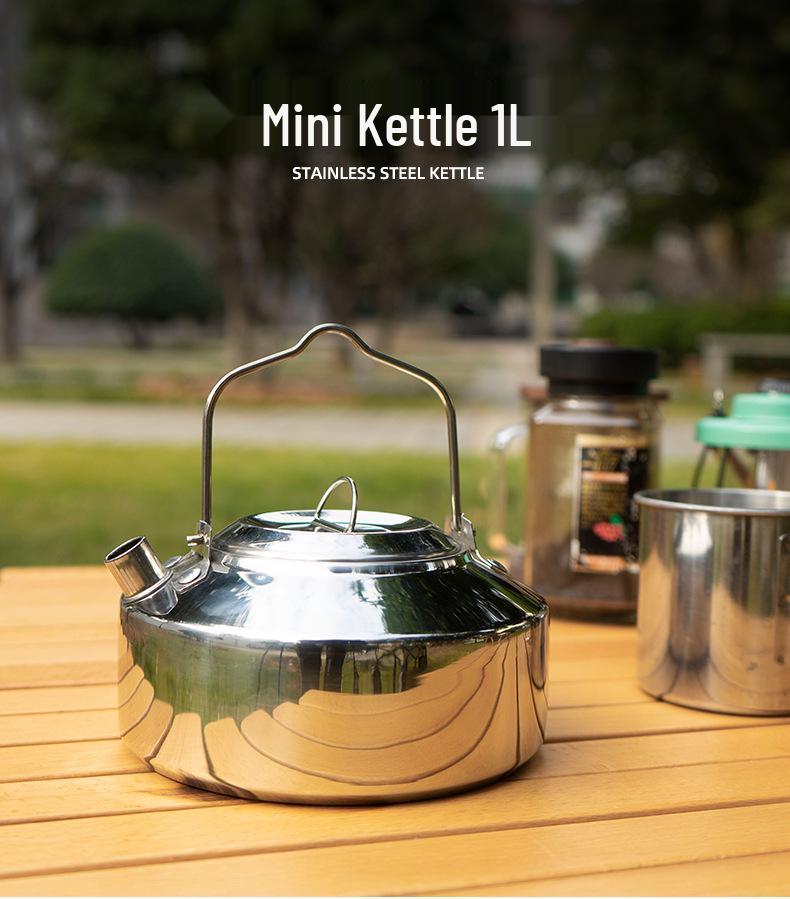 Portable Outdoor Stainless Steel Camping Kettle - Perfect for Hiking, Fishing, Picnics, and Self-Driving Trips