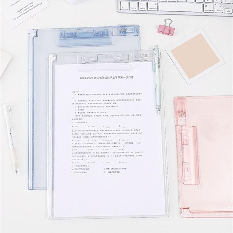 Acrylic Clipboard with Measuring Scale and Pen Clip 12.8x9In Standing Desk Clipboard Conference Writing Board for Office