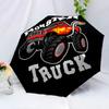 Monster Truck Red Flames Big Wheels Adventure Outdoor Automatic Umbrella Compact 8Rib Design Foldable Design Perfect For Outdoor Adventures Outdoor