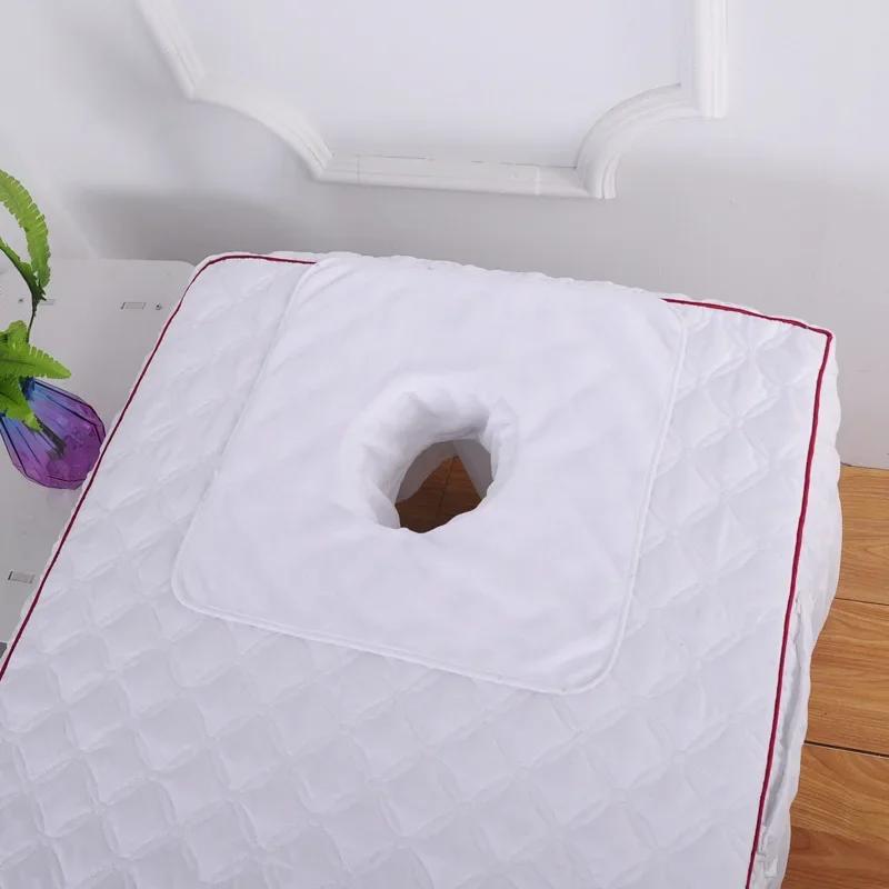 Vierkant 35*35cm Velours Verdikt Schoonheid SPA Massage Tafel Planking Gezichtshanddoek met Gezichtsademgat SPA Massage Beddengoed Handdoek