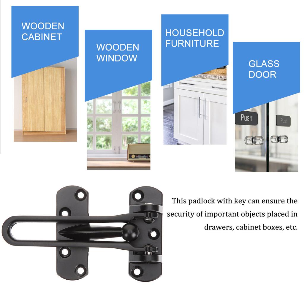 Swing Bar Door Lock Zinc Alloy Front Door Lock Latch Security Bar Stopper for Windows Cabinets Hotel Home Security